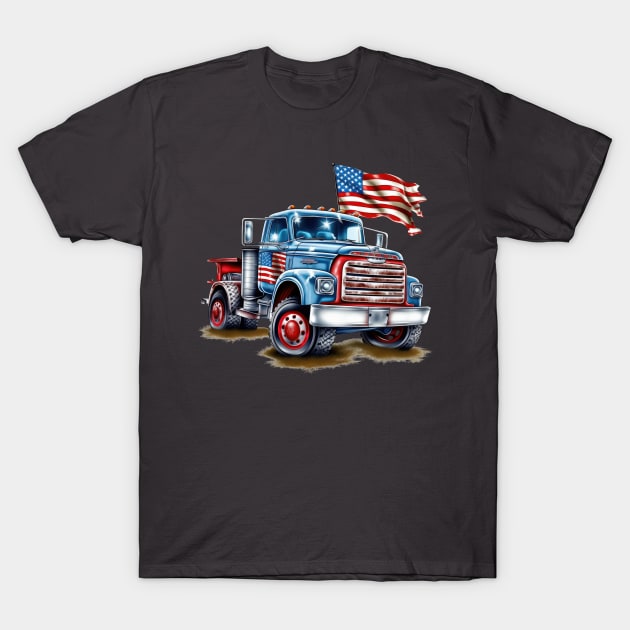 4th of July Ford Truck Design T-Shirt by Kingdom Arts and Designs